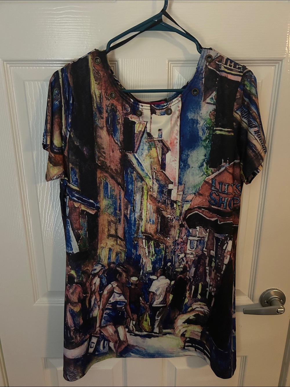 Artistic Multi-Color Short Sleeve Women's Blouse